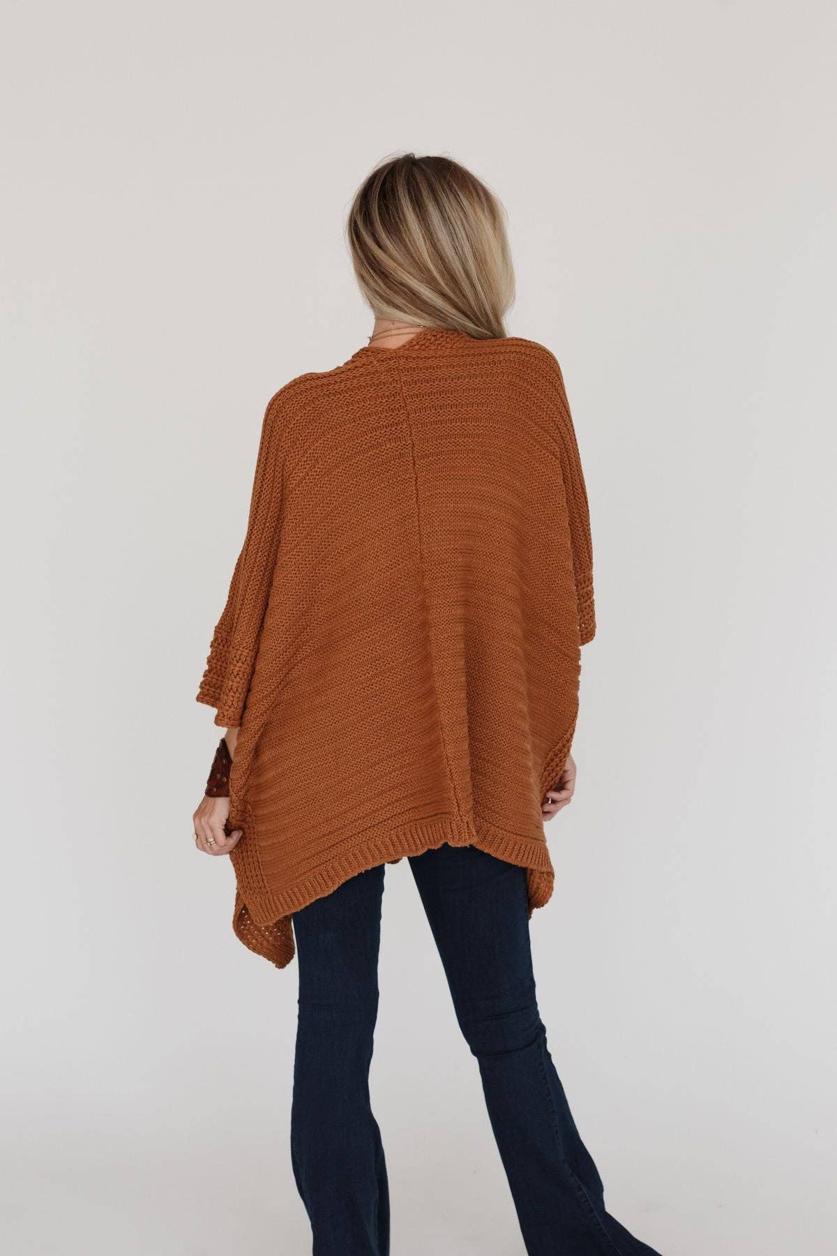 Three Bird Nest - So Deserving Knit Ruana - Camel