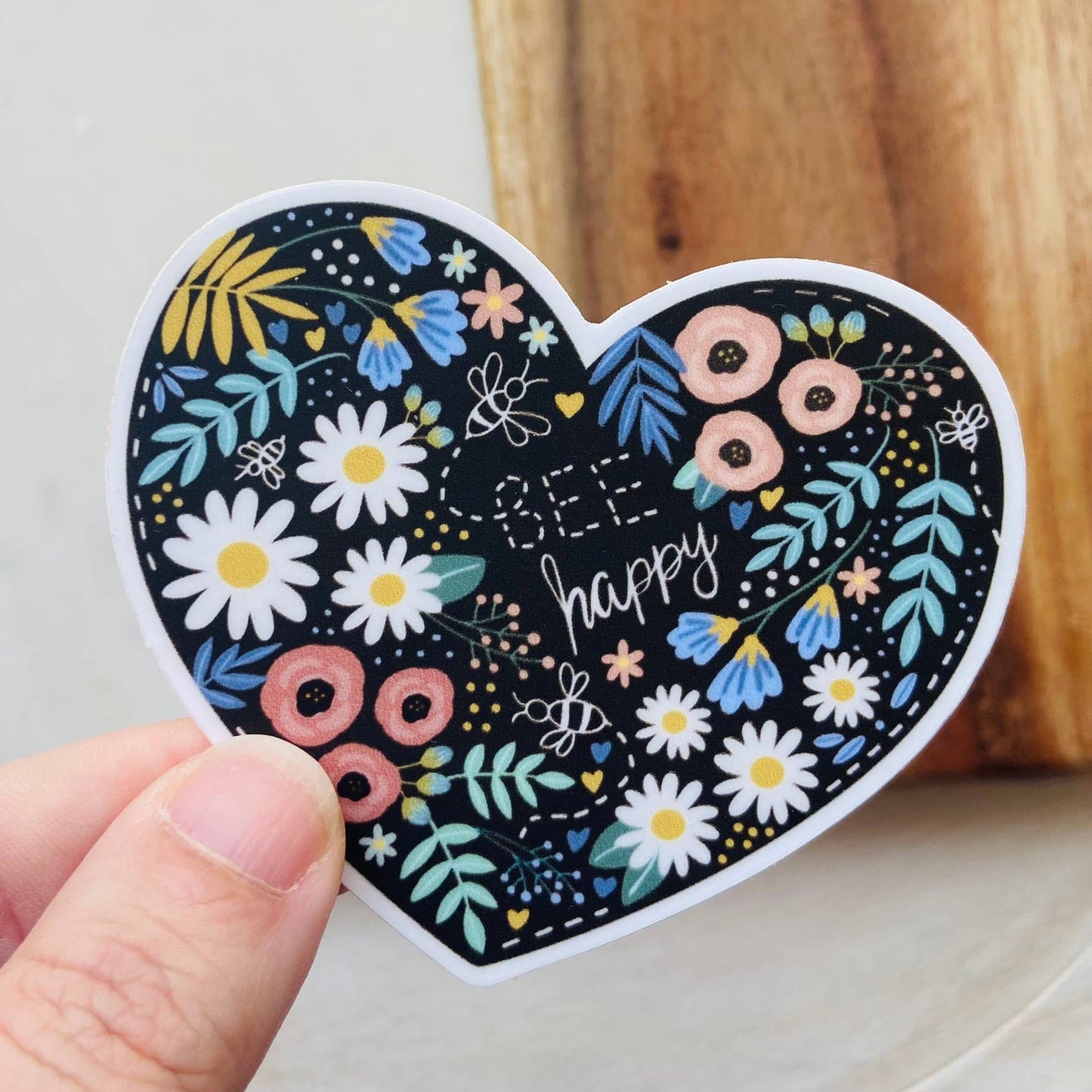 Makerie Day - Bee Happy Heart Sticker
