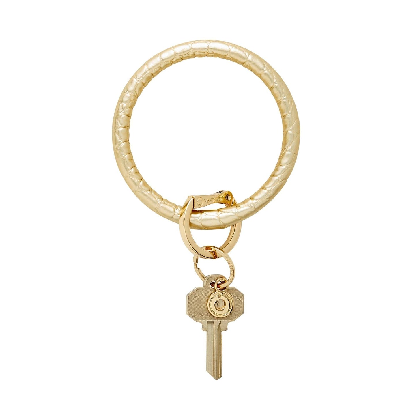 Oventure - Leather Big O® Key Ring - Solid Gold Rush Croc-Embossed