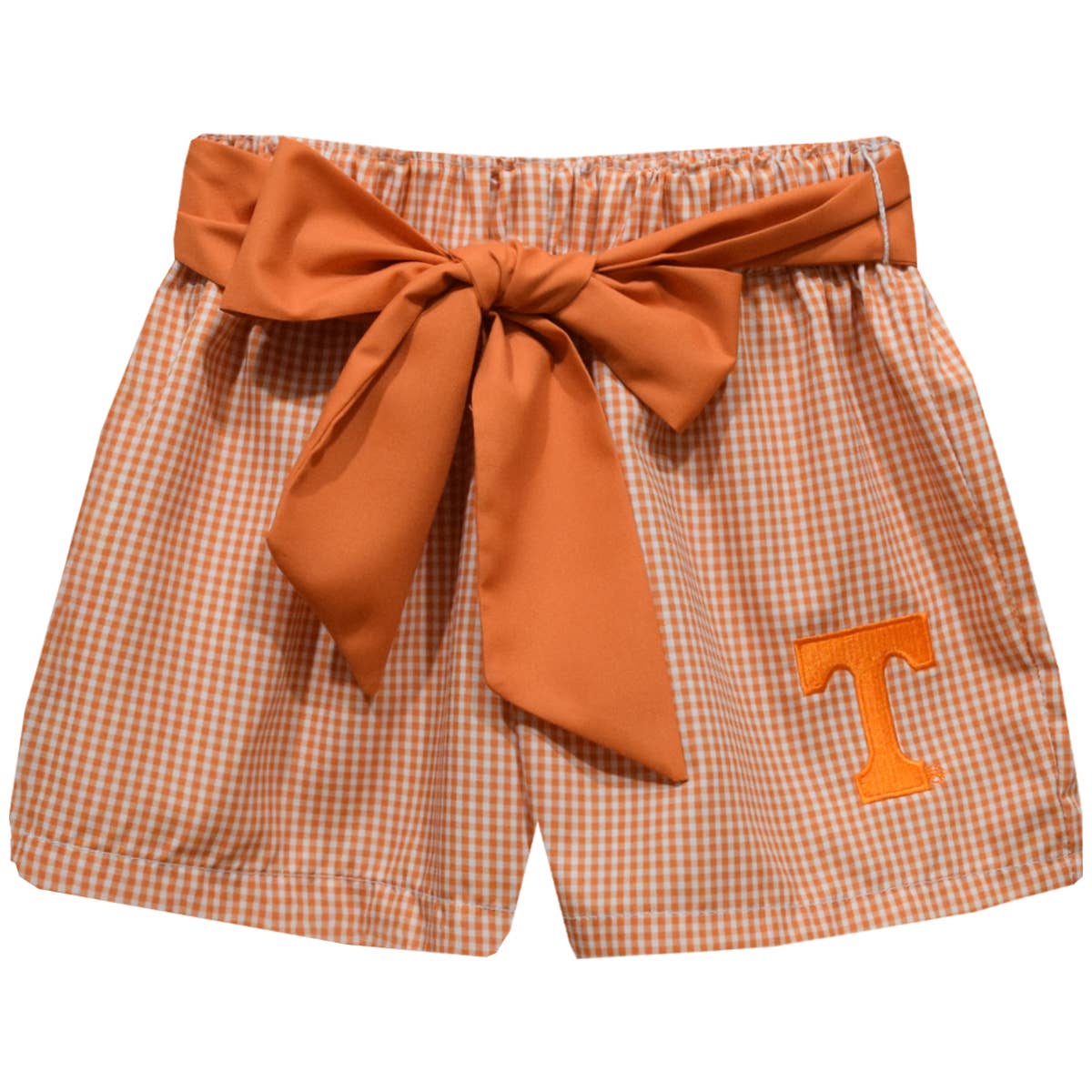 Vive La Fete - Tennessee Vols Embroidered Orange Gingham Girls Short-Sash