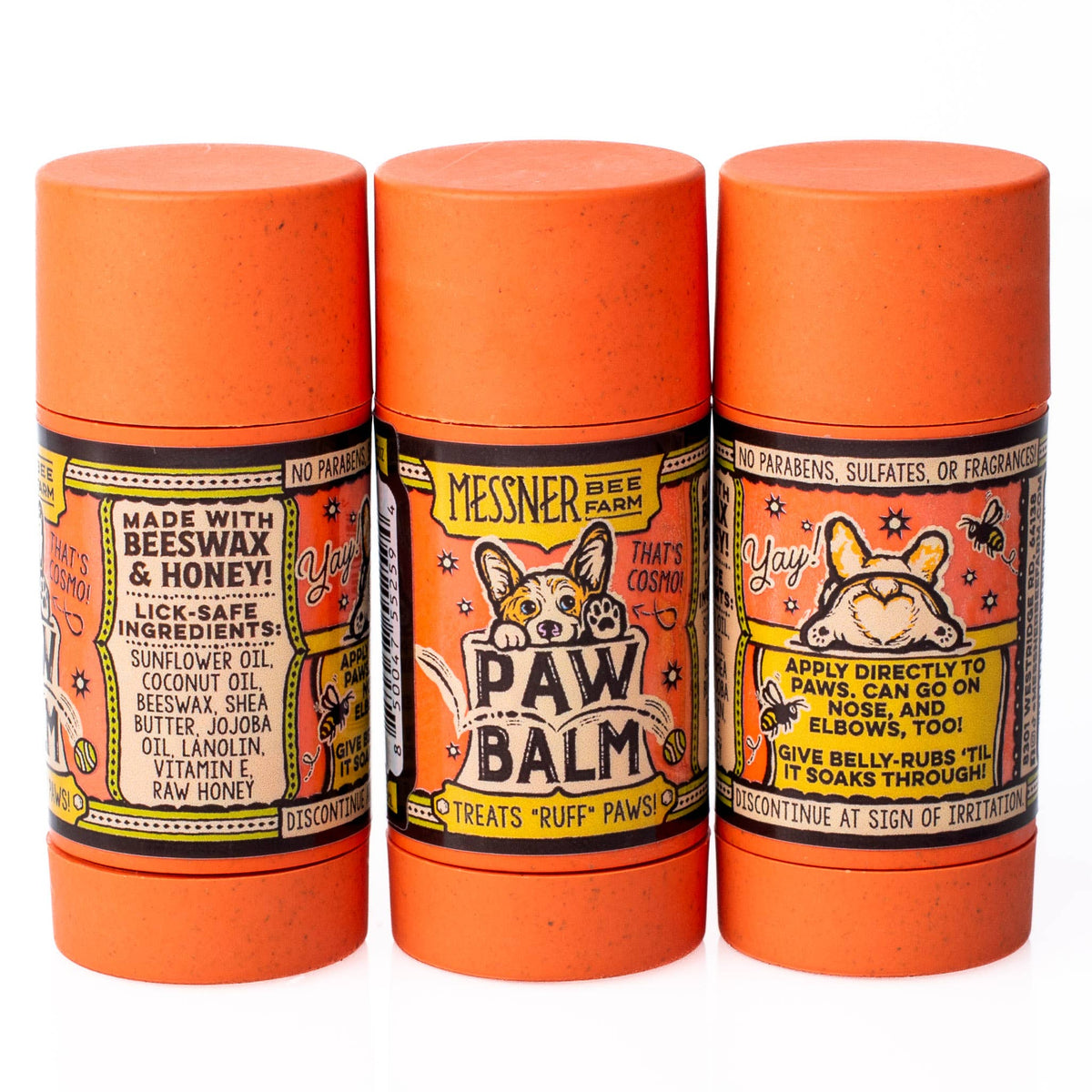 Messner Bee Farm - Paw Balm - Treats "Ruff" Paws - Handmade with Beeswax