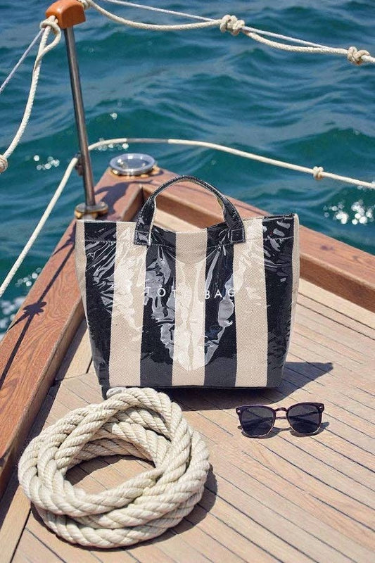 Nash Grey - Navy and Beige Striped TOTE BAG