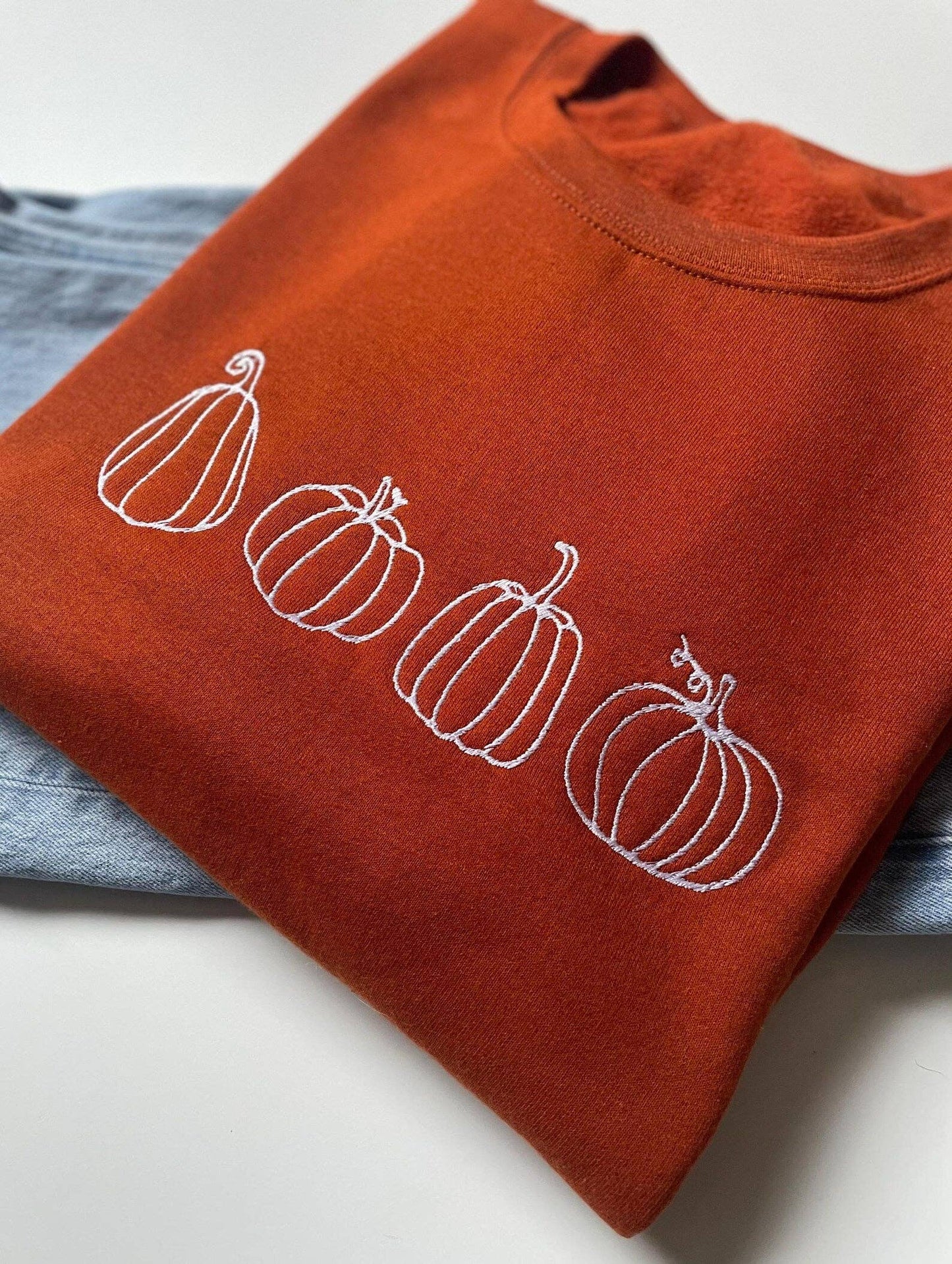Up2ournecksinfabric - Embroidered Four Pumpkin Sweatshirt