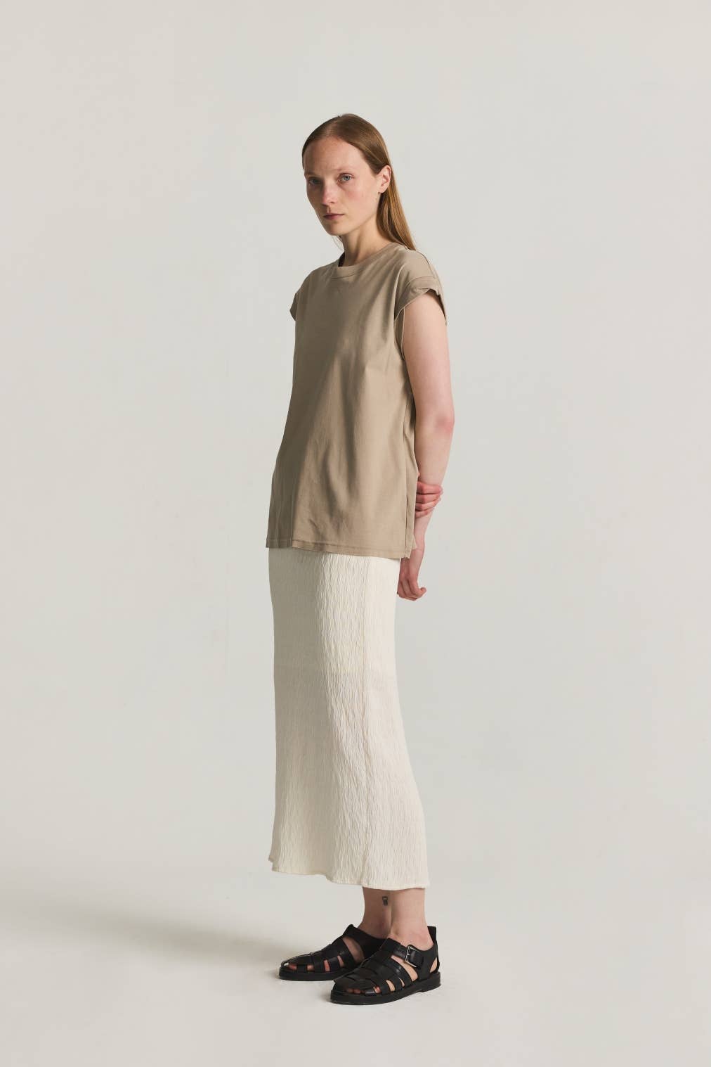 MOD REF - The Miranda Skirt | Textured Midi Skirt with Back Slit