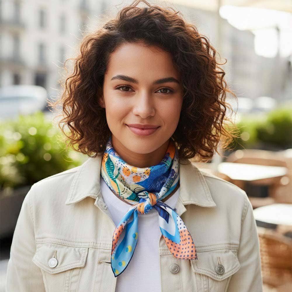 Sensibling Corp. - Abstract Collage Print Square Bandana Scarf