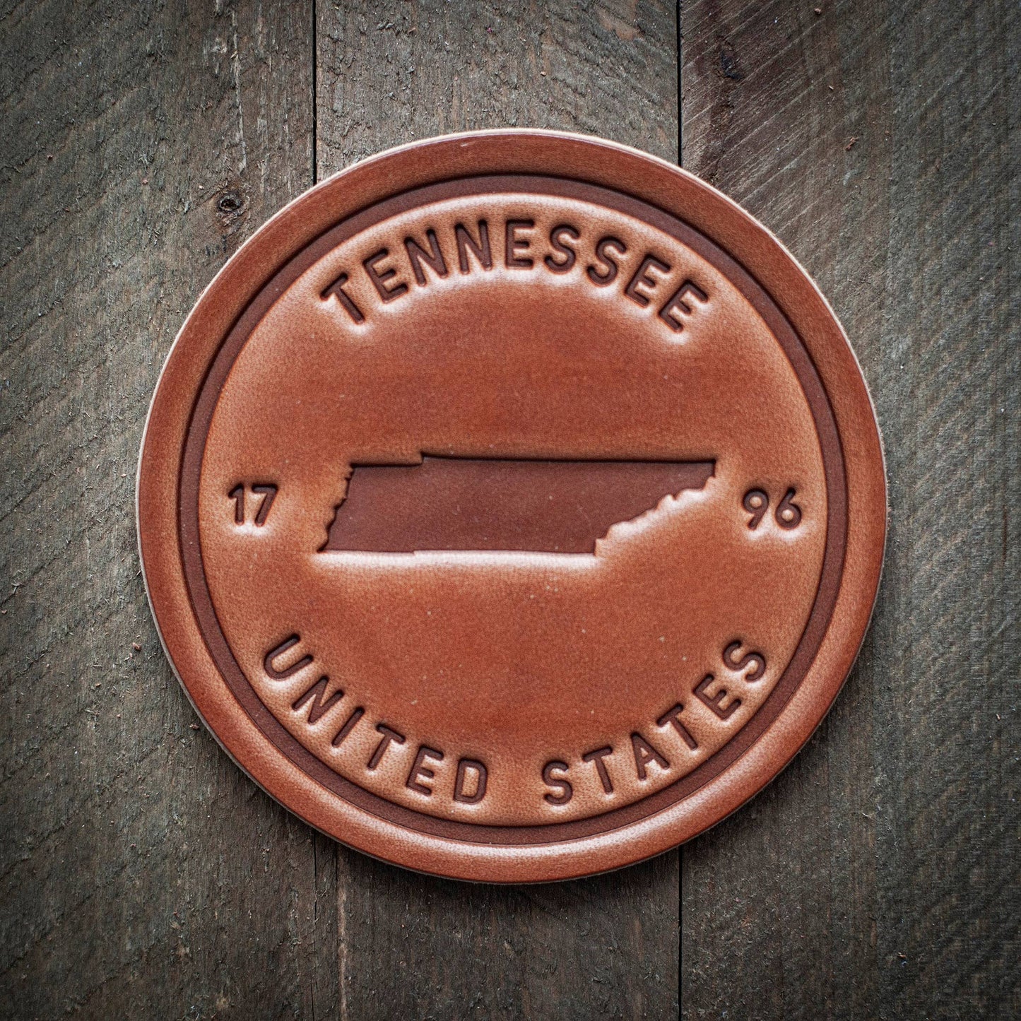 Sugarhouse Leather - Tennessee State Silhouette Leather Coaster