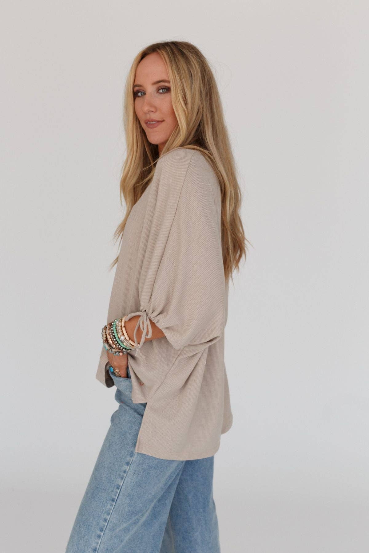 Three Bird Nest - Little Lark Puff Sleeve Tee - Taupe