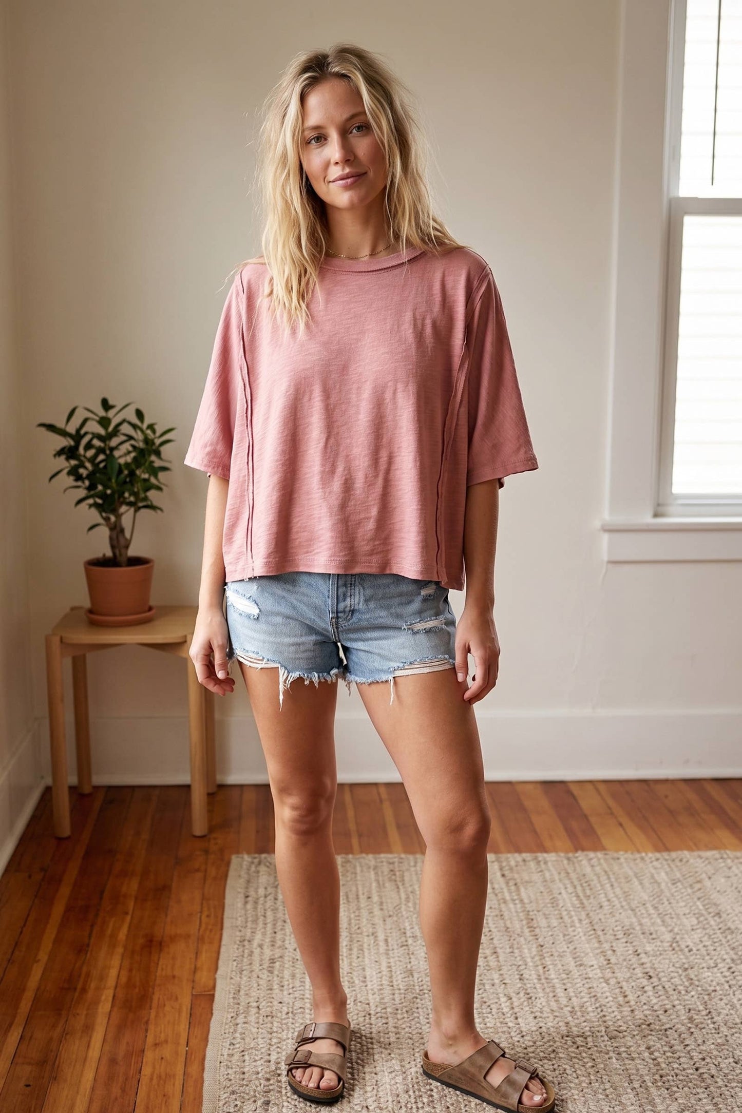 Sewn and Seen - Cotton Slub Raw Edge Oversized Tee