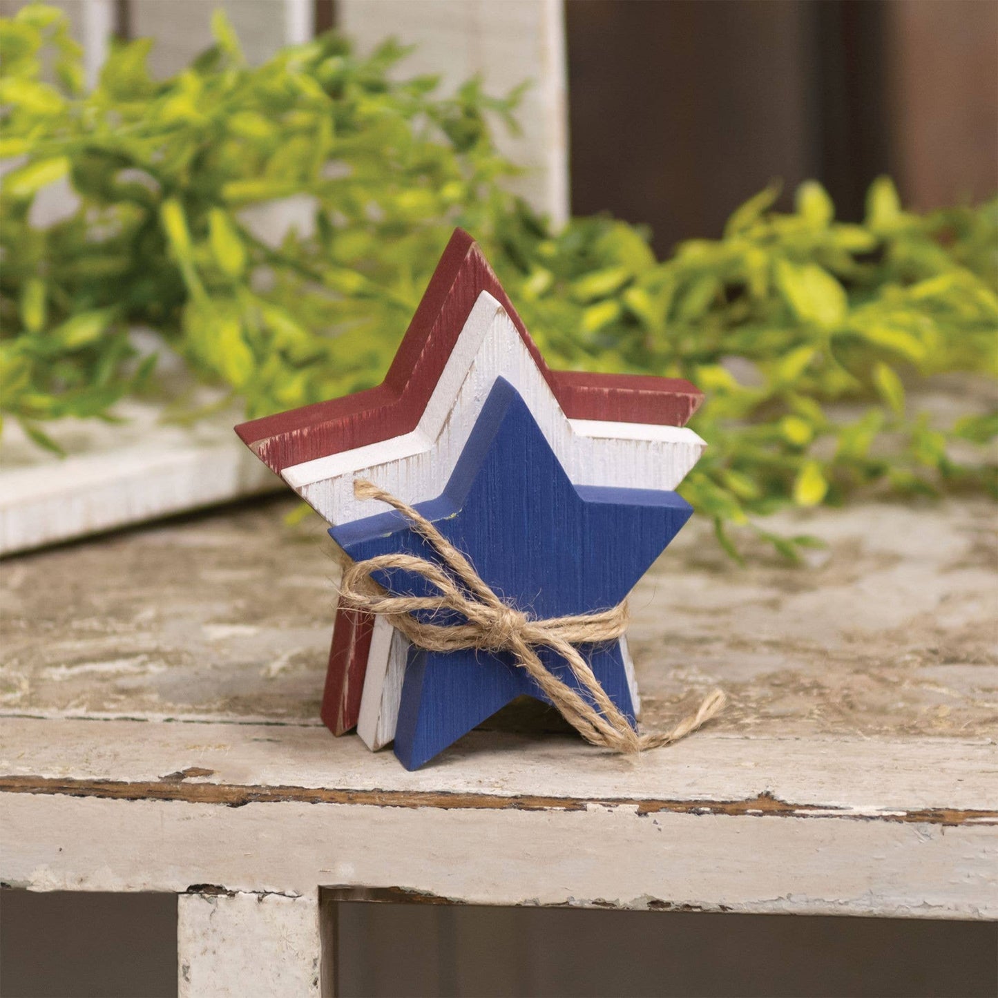 The Hearthside Collection - 3/Set, Wooden Red, White, & Blue Star Bundle