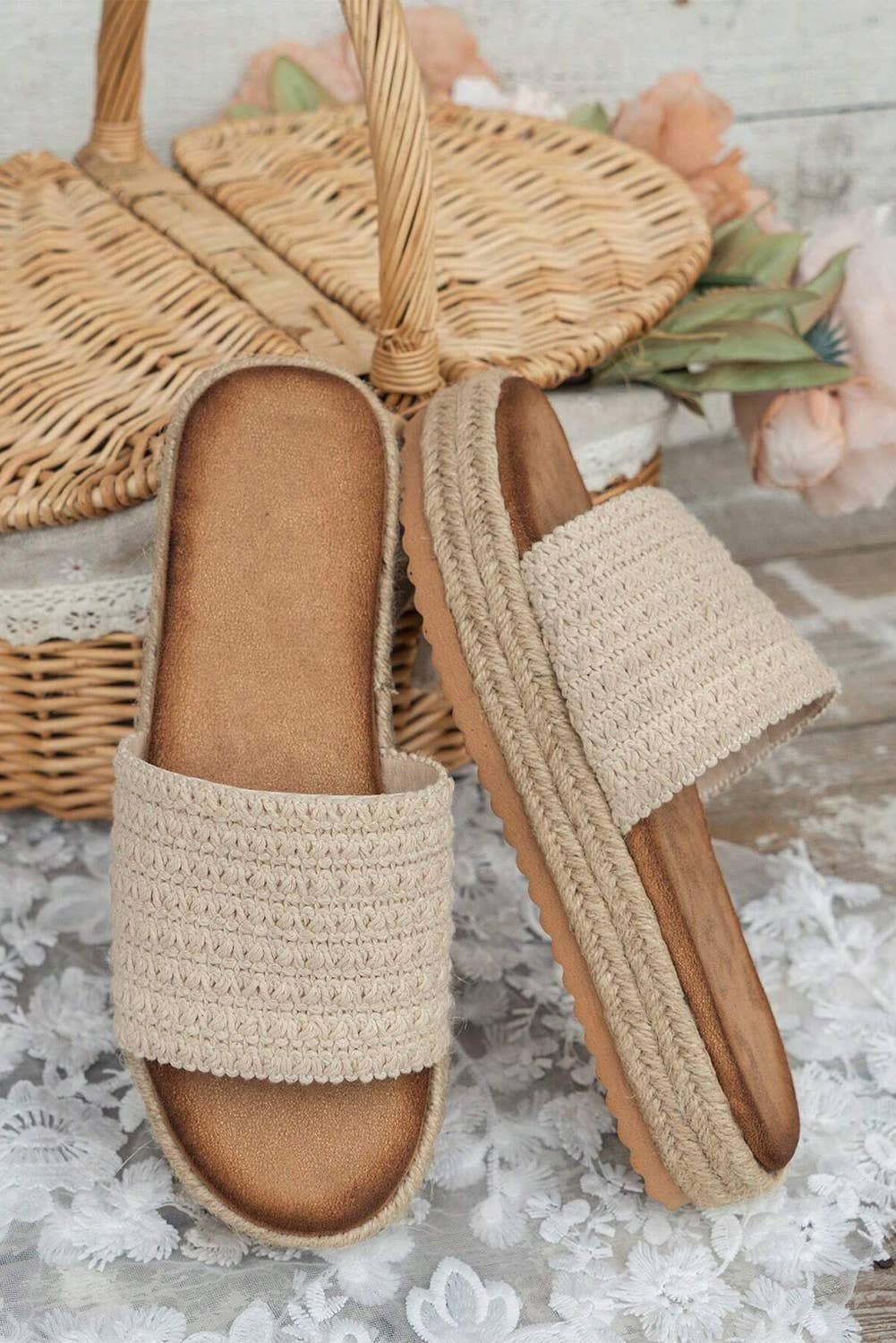 Little Daisy Closet -  LDC Boho Woven Non-slip Wedge Slippers