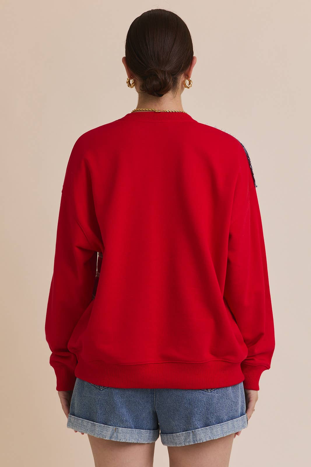 GILLI - CREW NECK LONG SLEEVE "USA FLAG" NOVELTY SWEATSHIRT