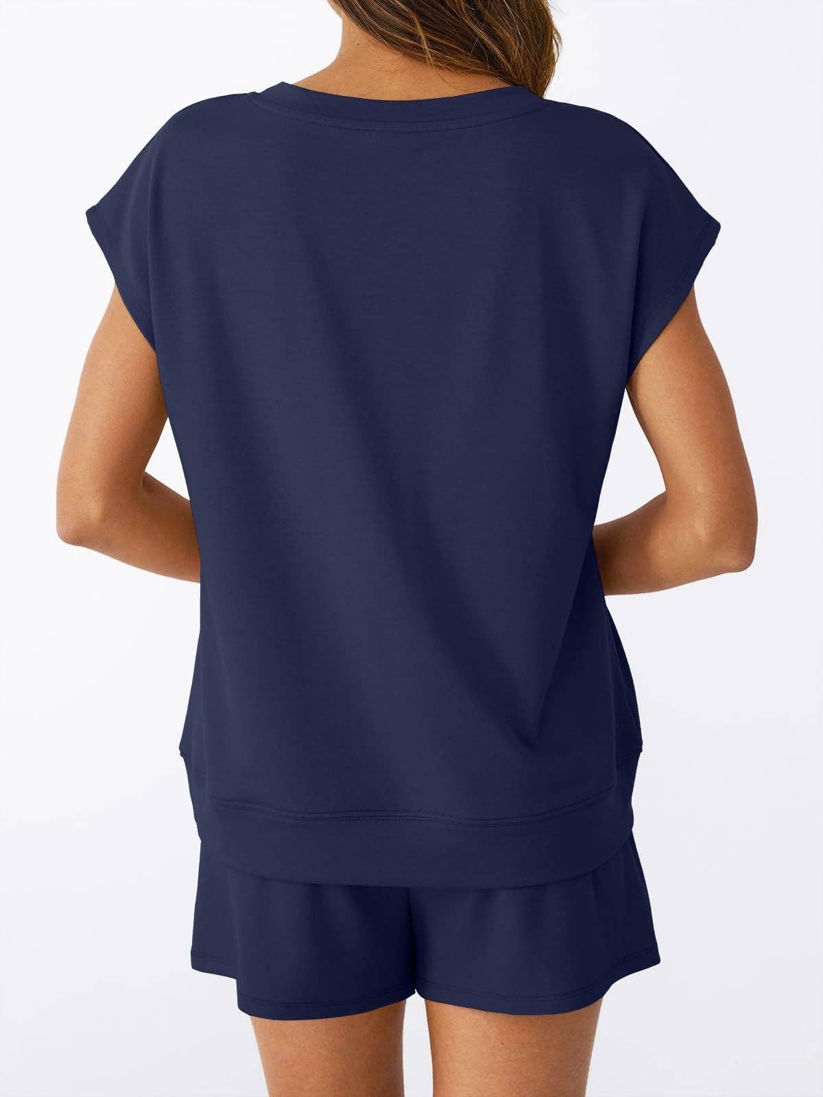 Lovesoft - Women’s V Neck Short Sleeve Top and Drawstring Shorts Set Casual Summer Lounge Outfit
