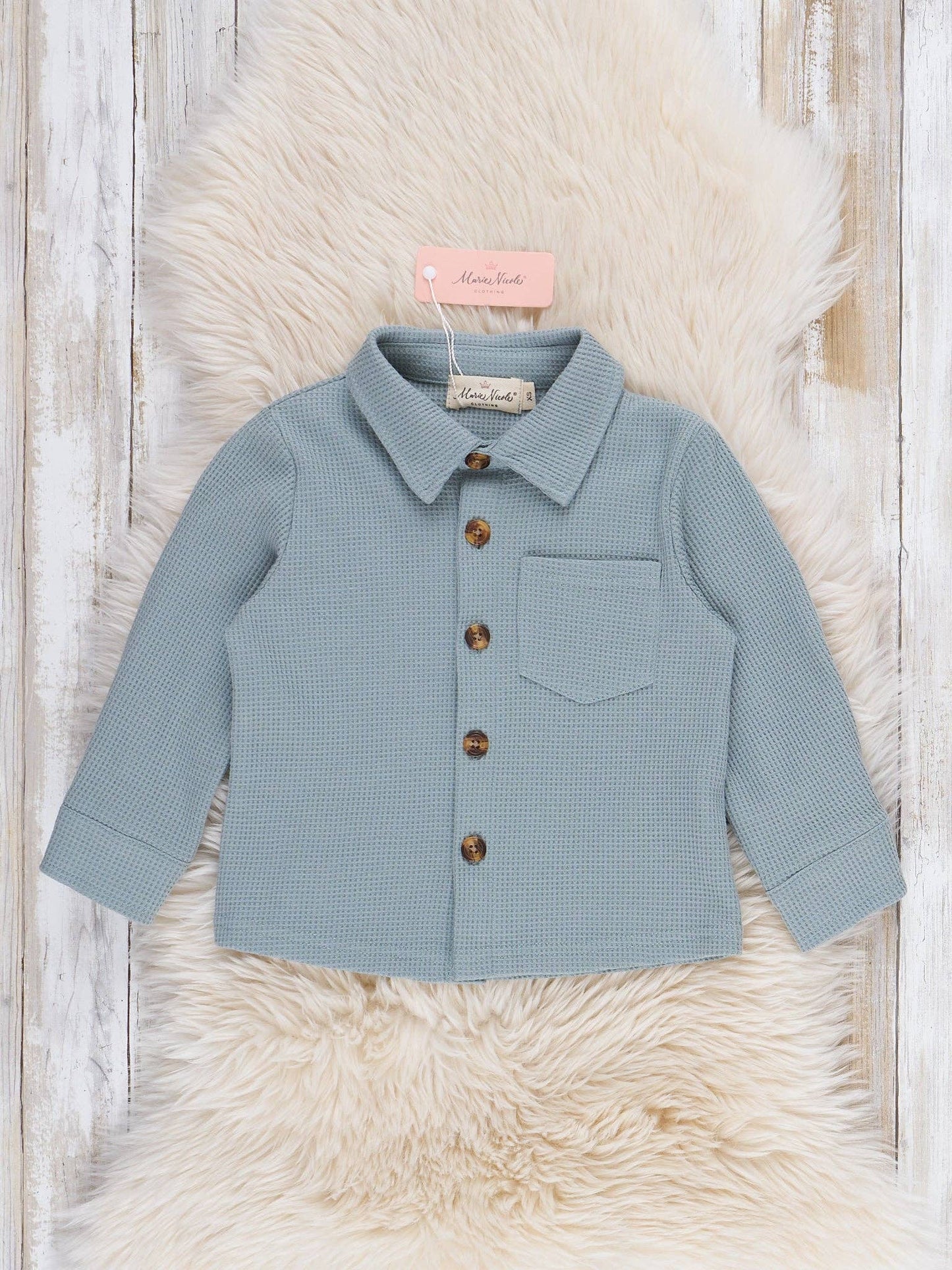 Marie Nicole Clothing - Little Gent Button-Up Shirt - Blue