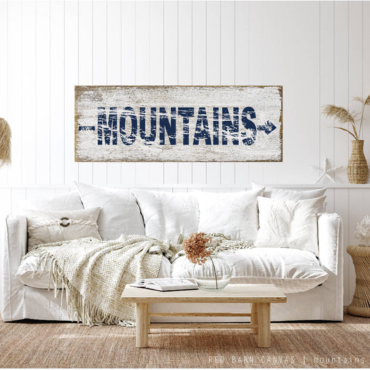 Red Barn Canvas - Weathered MOUNTAIN sign