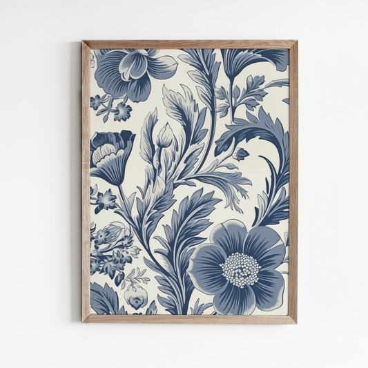 Porter Lane Home - Blue Floral Wallpaper Art Print
