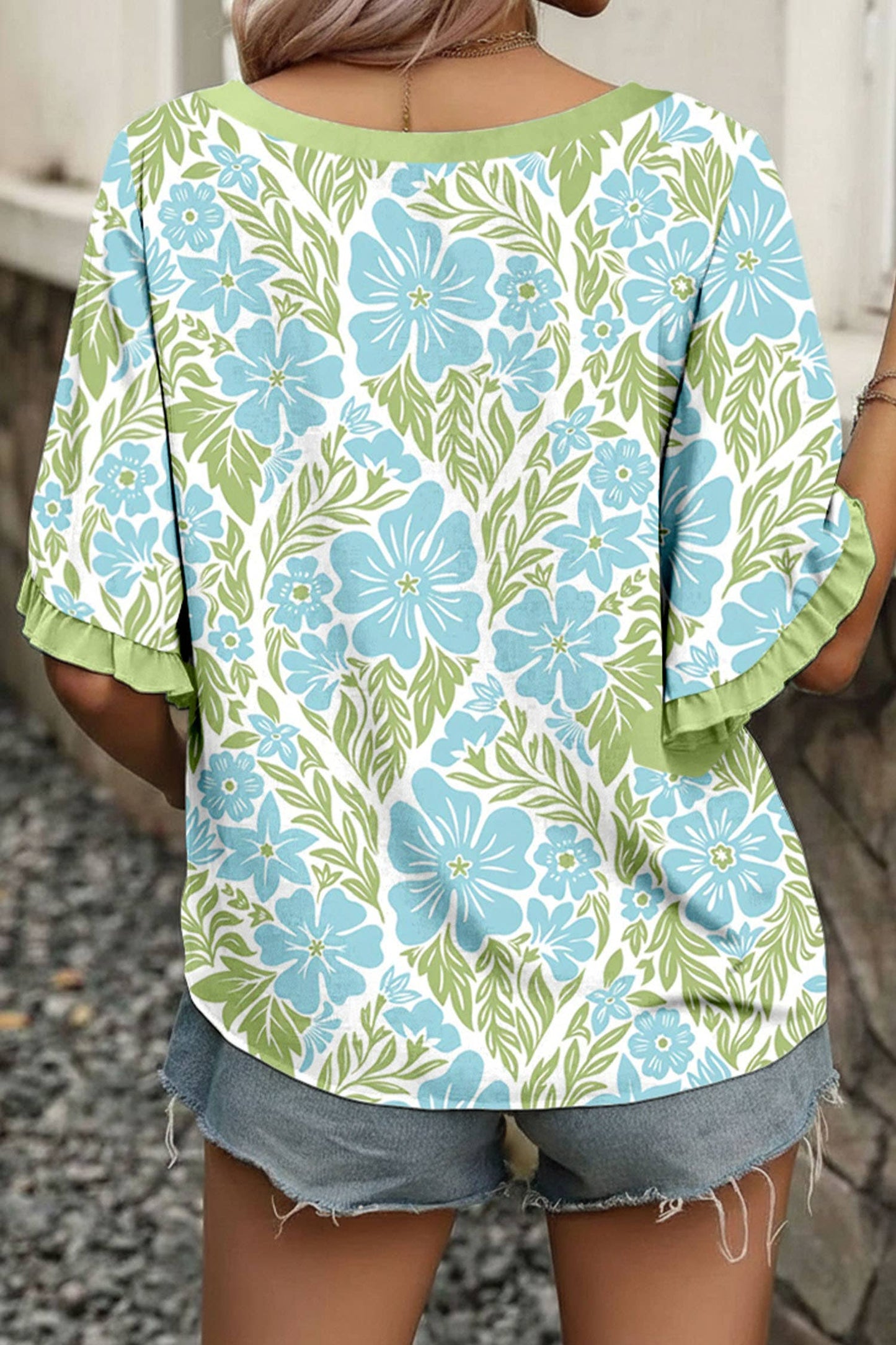 Little Daisy Closet - LDC Floral Printed Lace Decorative Top|S-4X