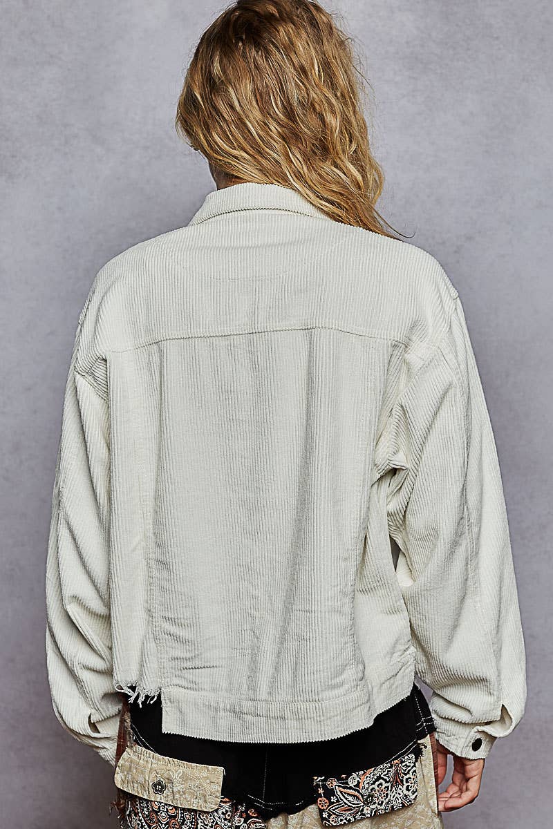 Pol Clothing - Pocket Front Button Down Corduroy Trucker Jacket SALE