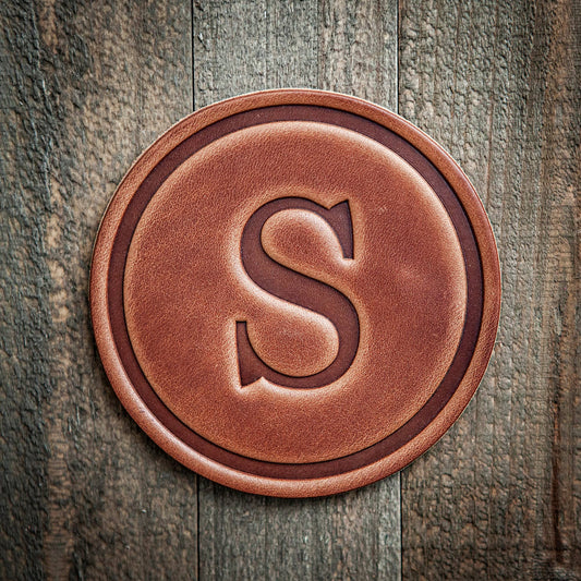 Sugarhouse Leather - S Monogram Letter Leather Coaster