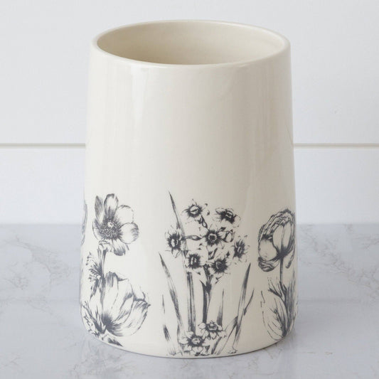 Audrey's Home & Gift - Black and White Botanical Utensil Crock (PC)