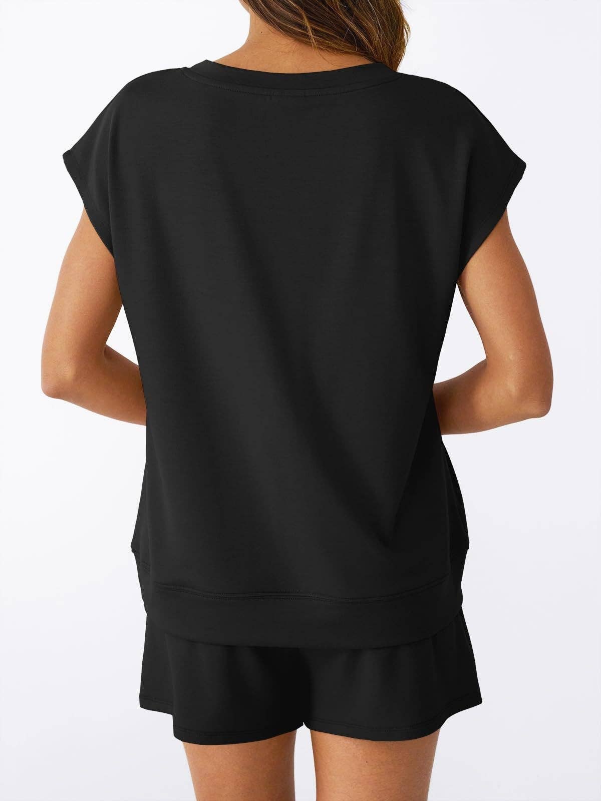 Lovesoft - Women’s V Neck Short Sleeve Top and Drawstring Shorts Set Casual Summer Lounge Outfit