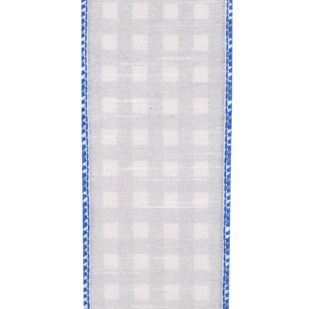 RELIANT RIBBON - Gingham Cobalt Wired Edge, Blue, 2-1/2 In, 10 Yards