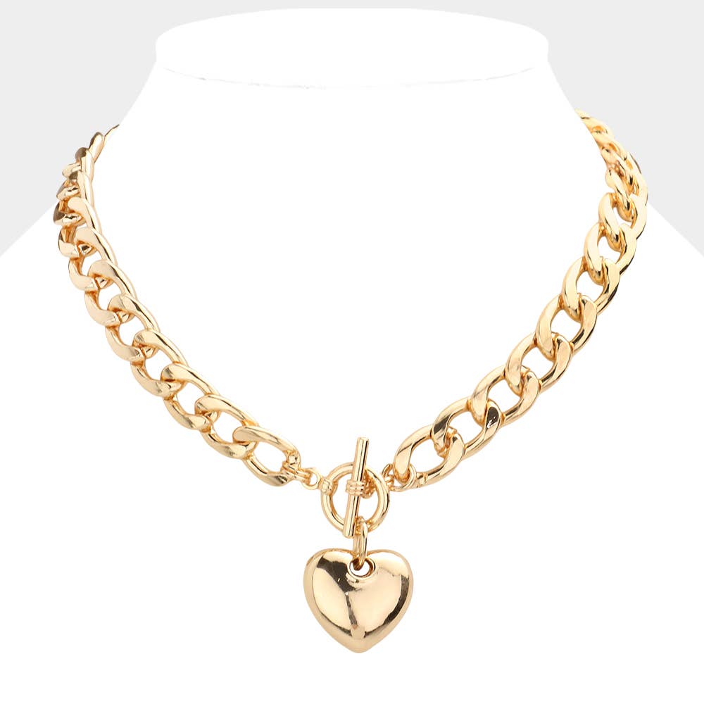 Sensibling Corp. - Metal heart charm toggle necklace