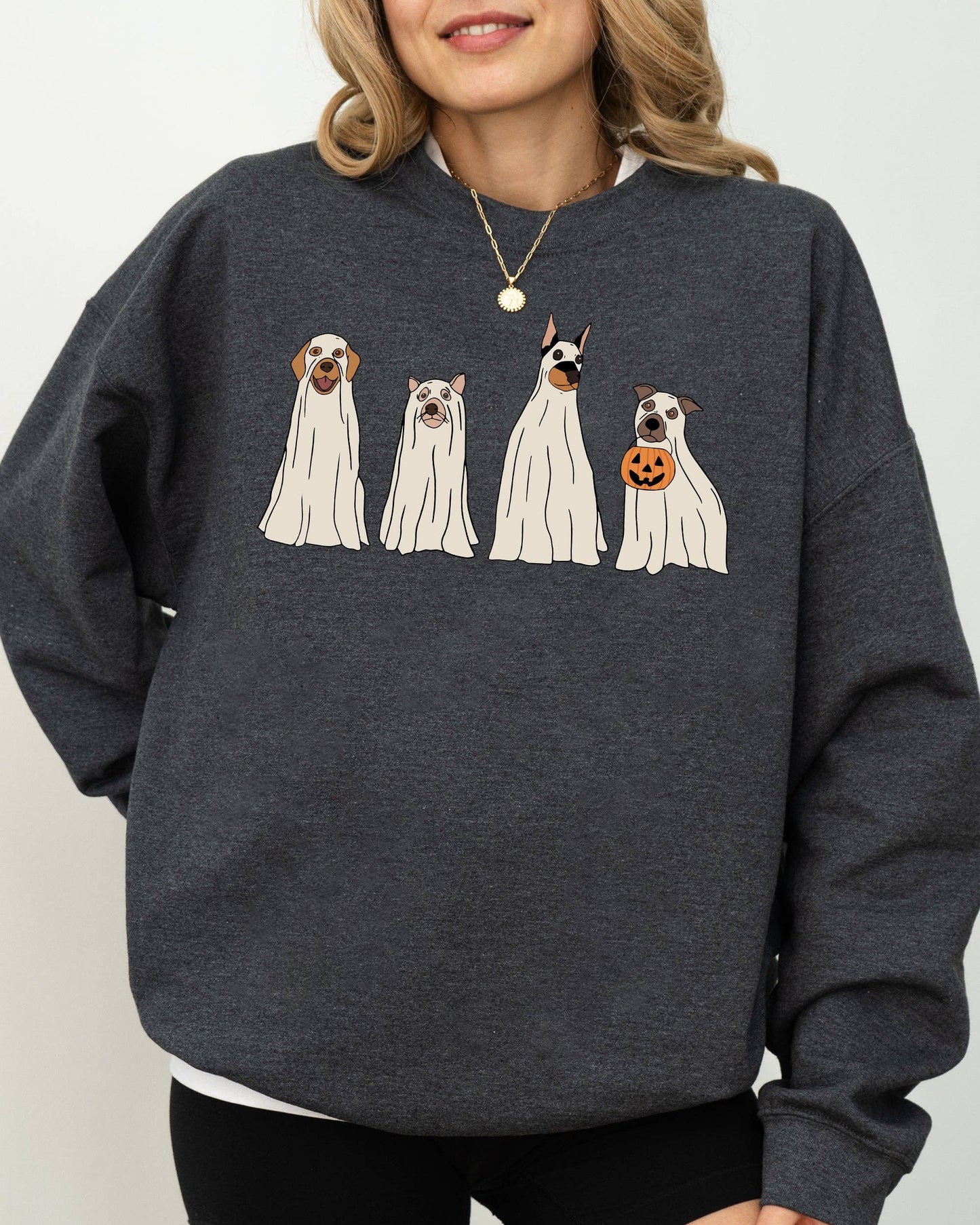 Refinery Number One LLC - Spooky Ghost Dogs, Bathroom, Aesthetic Halloween Sweatshirt