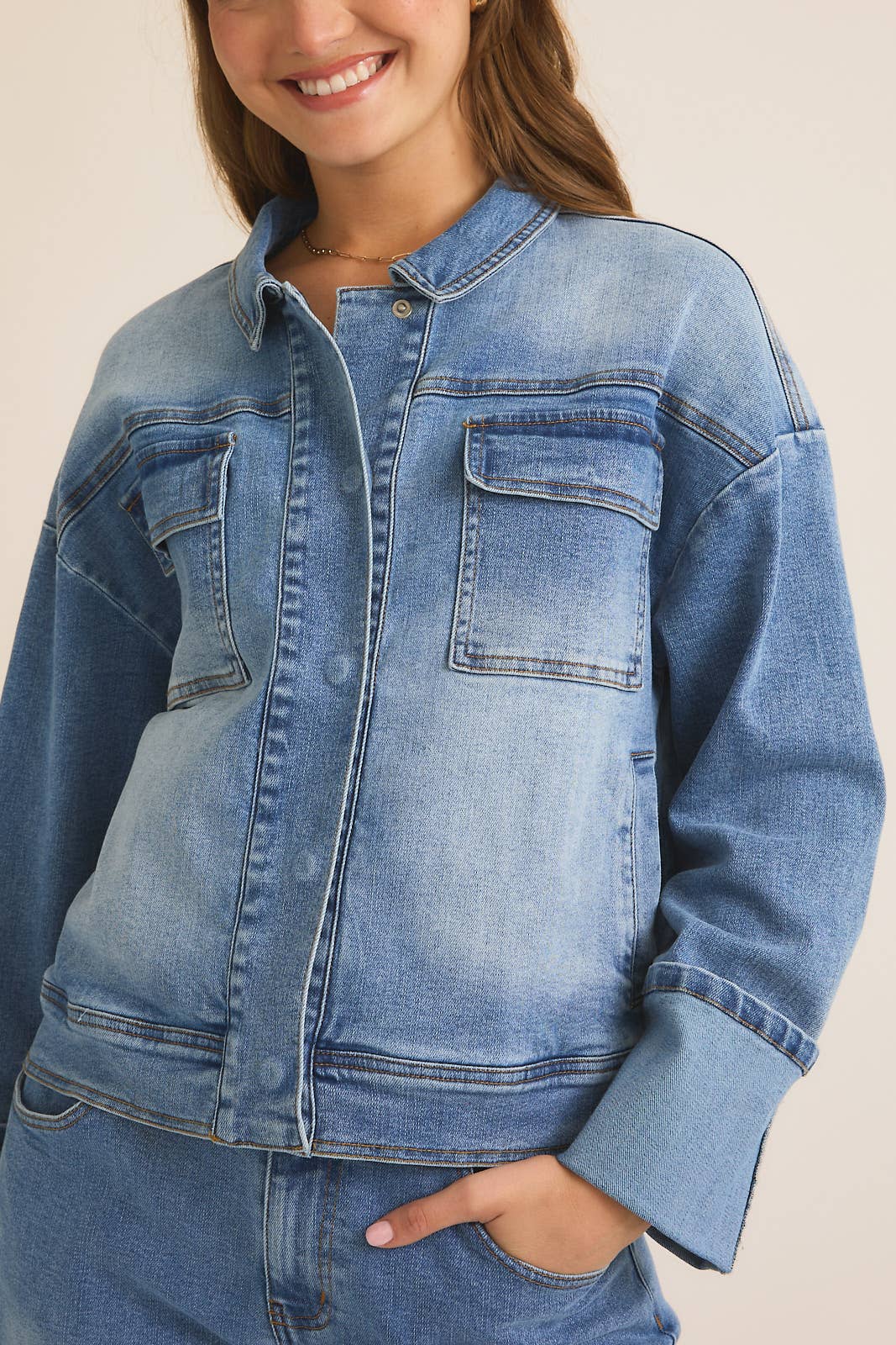 GILLI - FLAP SLEEVE TWILL JACKET