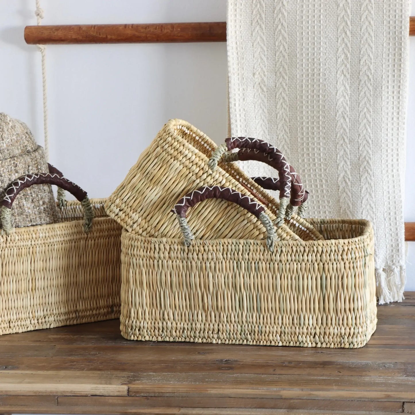 Gran Wholesale - Market Reed Storage & Leather Baskets Shopping Bag