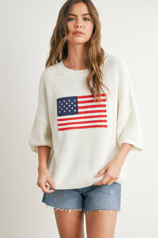 BUTTERMELON - Flag Print Knit Sweater - BMW7691