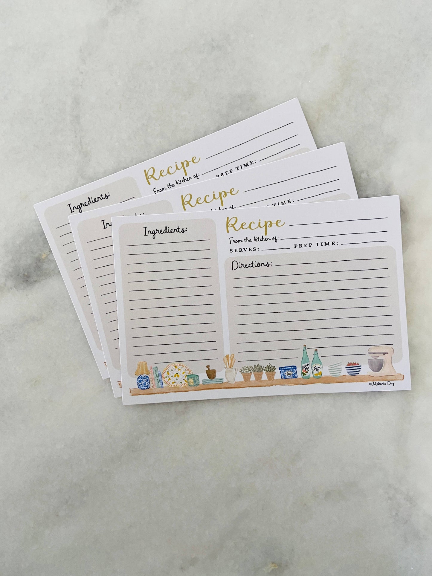 Makerie Day - Recipe Cards - Set of 12  Chinoiserie Design