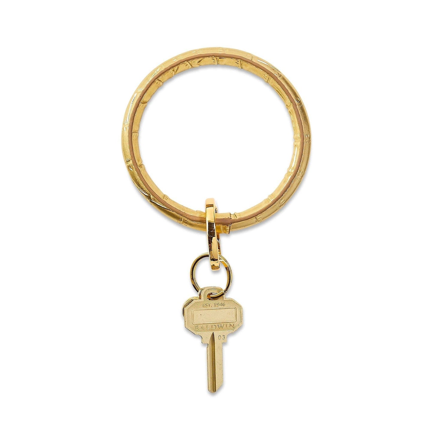 Oventure - Leather Big O® Key Ring - Solid Gold Rush Croc-Embossed
