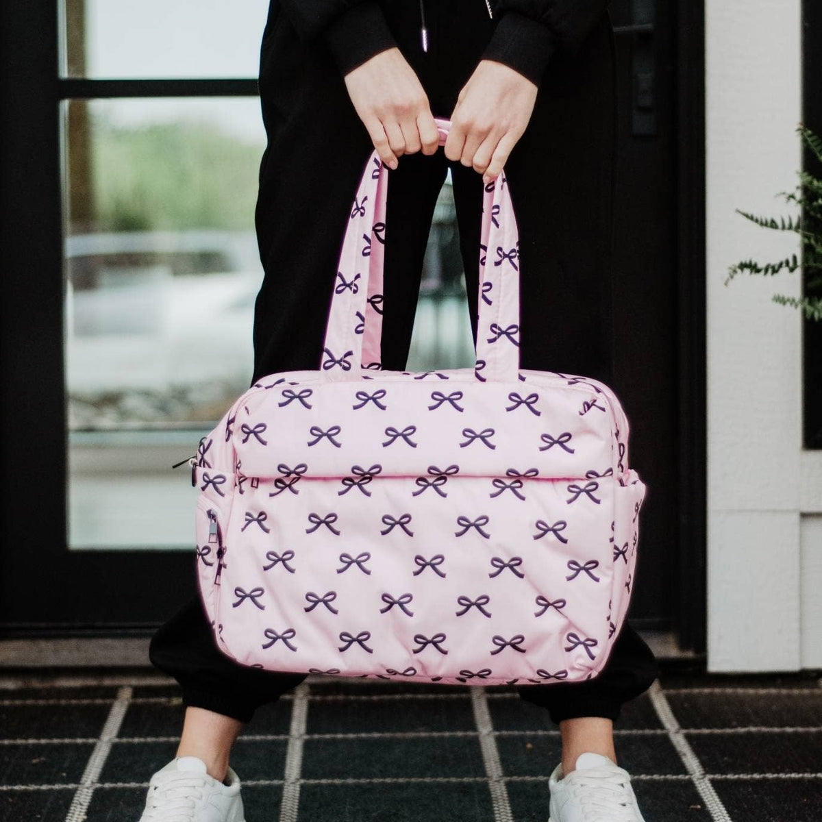 Katydid - Black & Pink Mini Bows Duffel Weekender