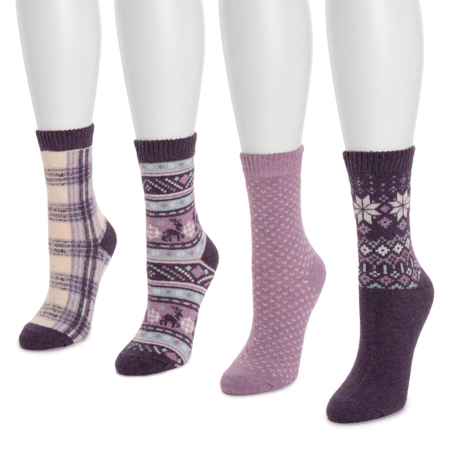 Muk Luks - MUK LUKS Women's 4 Pair Pack Patterned Crew Boot Socks