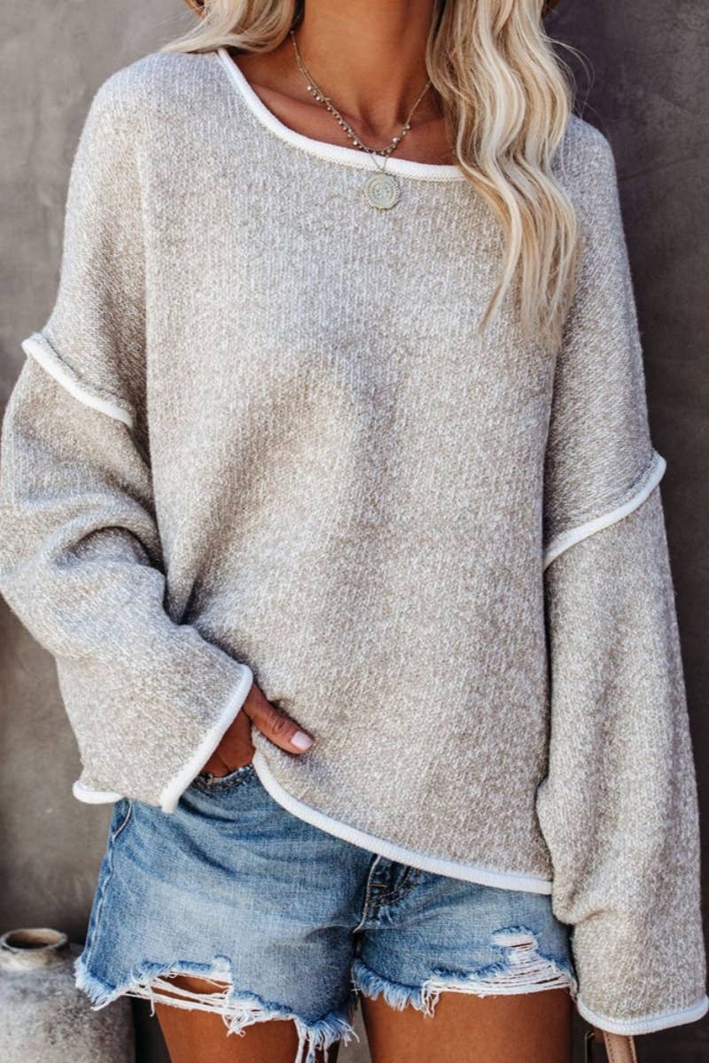 NINEXIS - CWOSWL1043_Casual Crew Neck Pullover Long Sleeve Sweater
