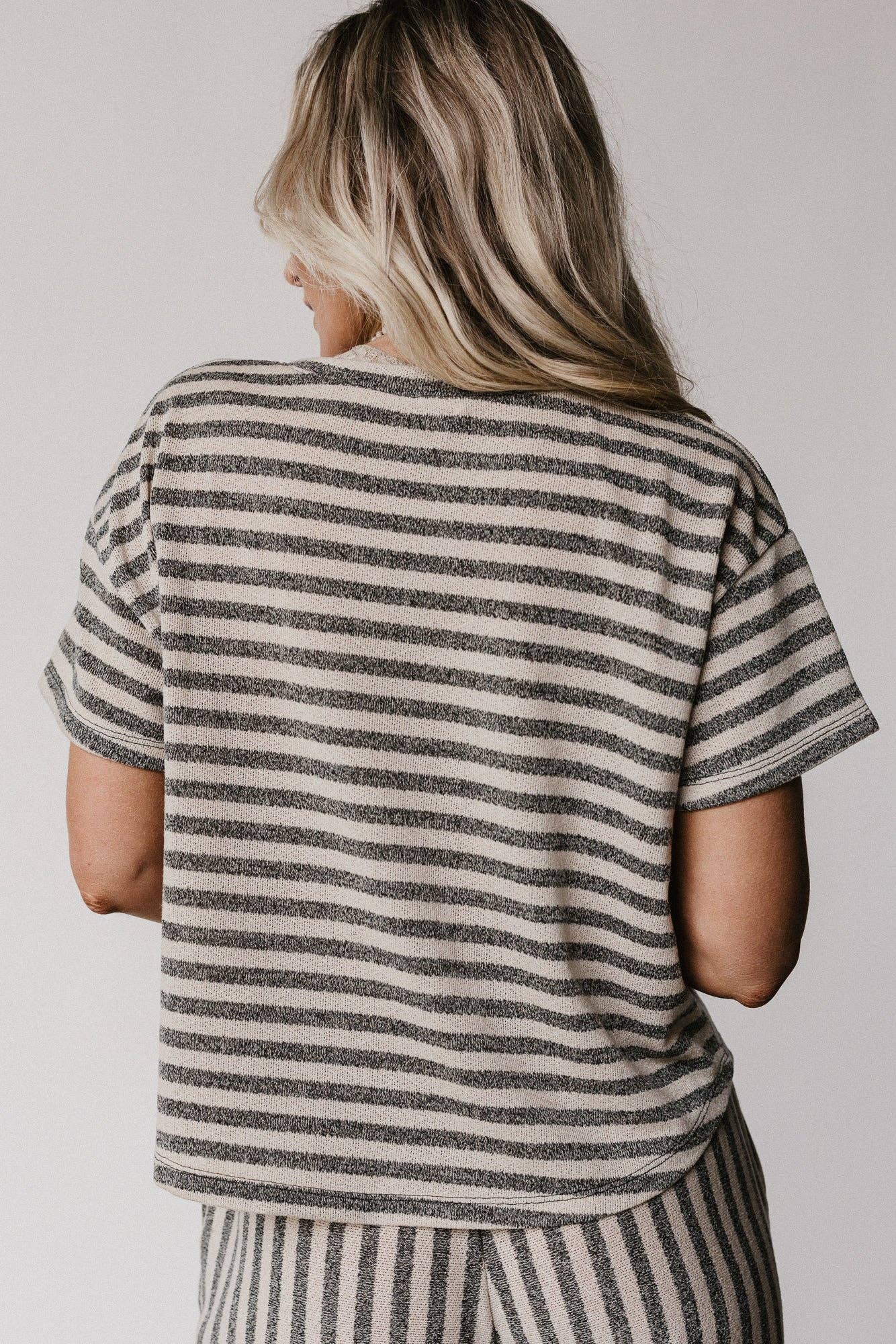 Three Bird Nest - Ibiza Breeze Striped Top - Taupe Black