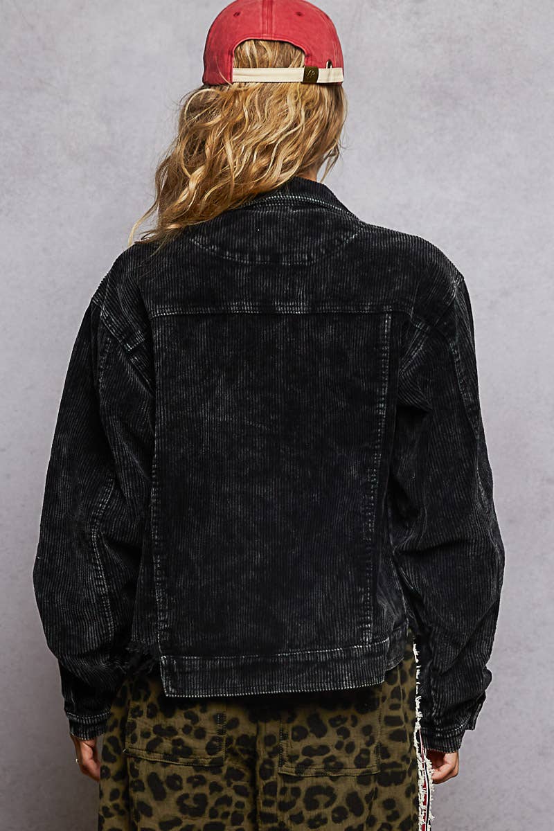 Pol Clothing - Pocket Front Button Down Corduroy Trucker Jacket SALE