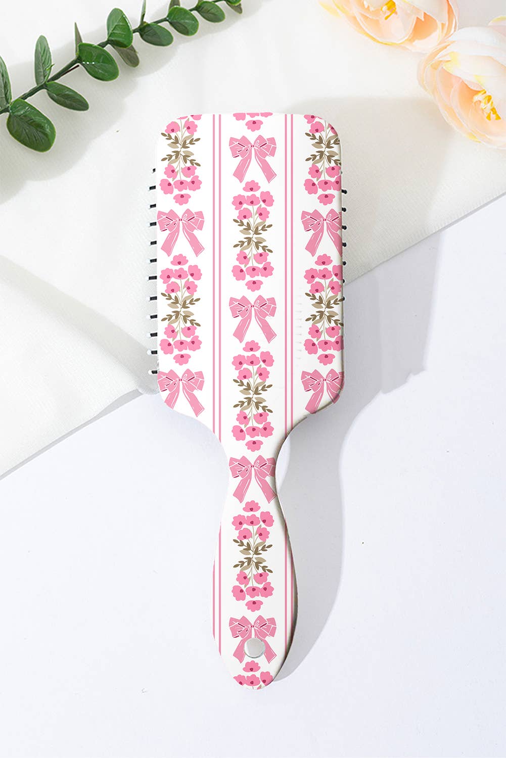 Aapparella - Floral Bow Print Long Handle Air Cushion Comb
