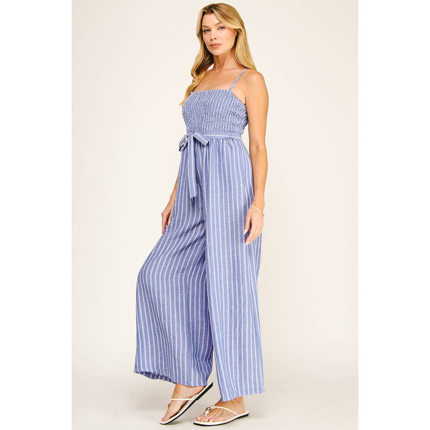 Winslow Collection - COASTAL STRIPE SMOCKED WIDE LEG JUMPSUIT
