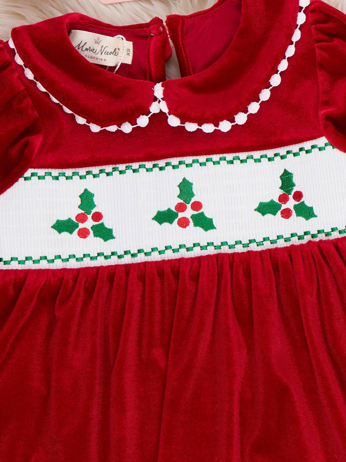 Marie Nicole Clothing - Ruby Smocked Holly Velvet Dress