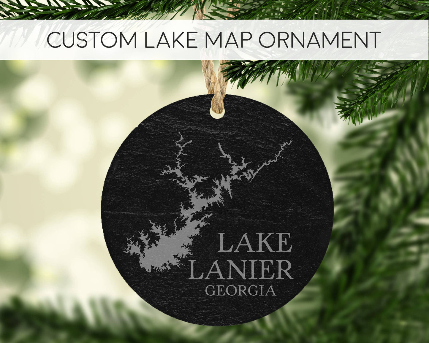 The Lillie Pad - Custom Lake Map Slate Christmas Ornament - Lake Gift