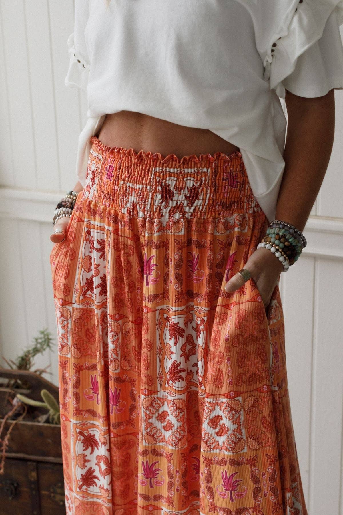 Three Bird Nest - Wildly Free Wide Leg Pants - Orange