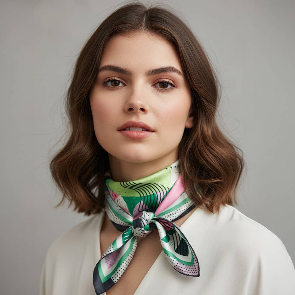 Sensibling Corp. - Abstract Collage Print Square Bandana Scarf