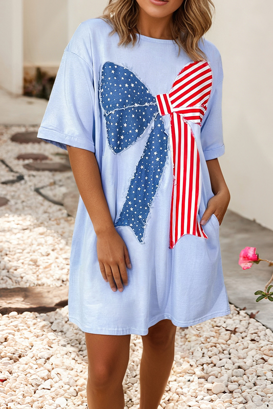 Little Daisy Closet - LDC 4th of July American Cutie Bow Shirt Dress