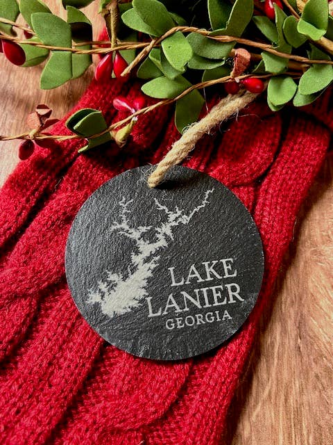 The Lillie Pad - Custom Lake Map Slate Christmas Ornament - Lake Gift