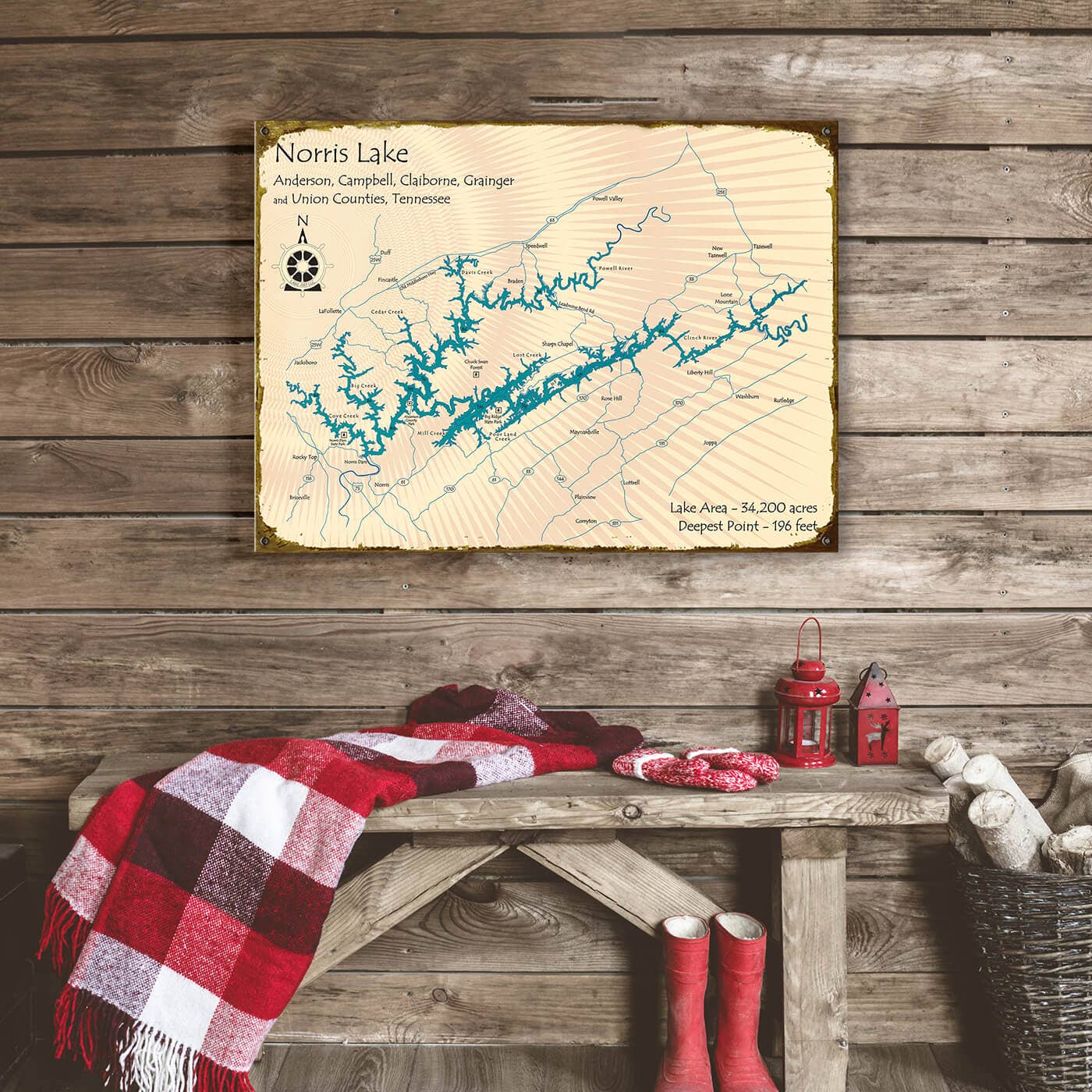 Old Wood Signs - Norris Lake, Tennessee - Wood & Metal Wall Art