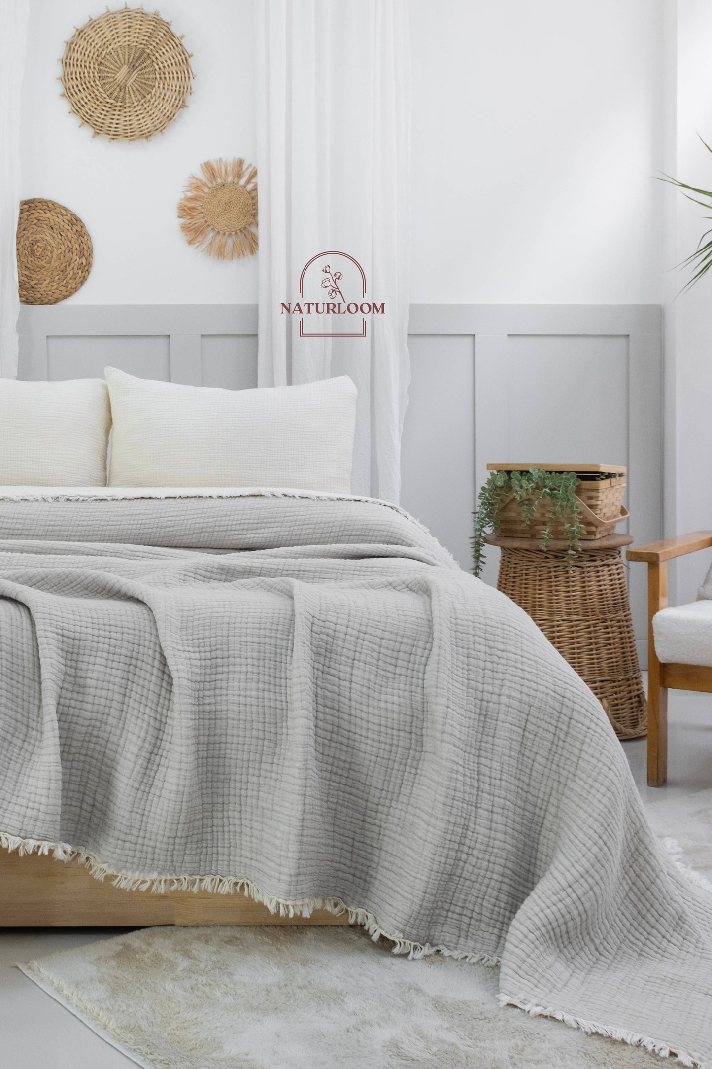 Naturloom - 6 Layer Organic GOTS Certified Muslin Quilt - Natural Comfort, Breathable & Cozy Year Round