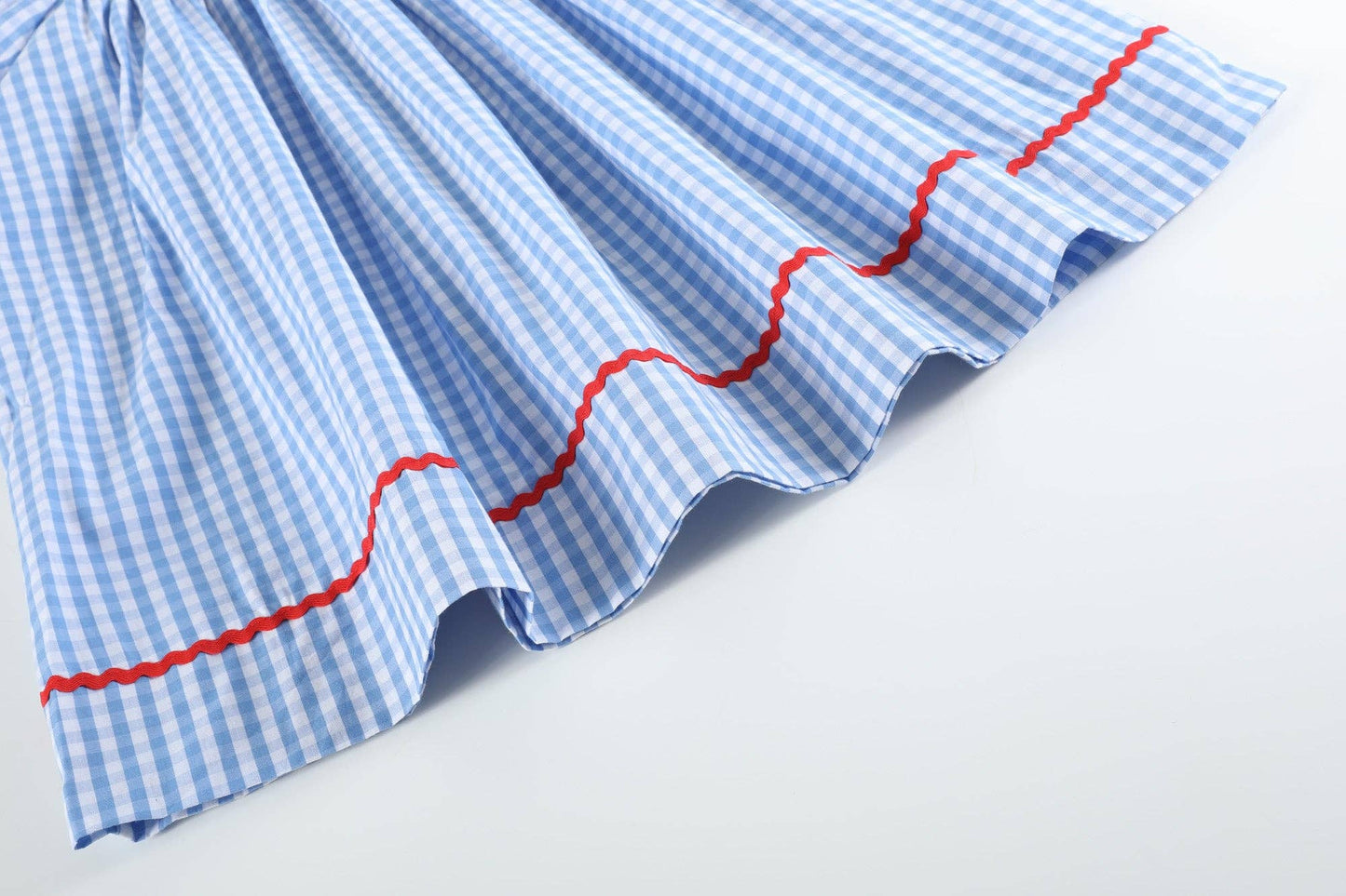 Lil Cactus - Blue Gingham School Supplies Smocked Bishop Dress