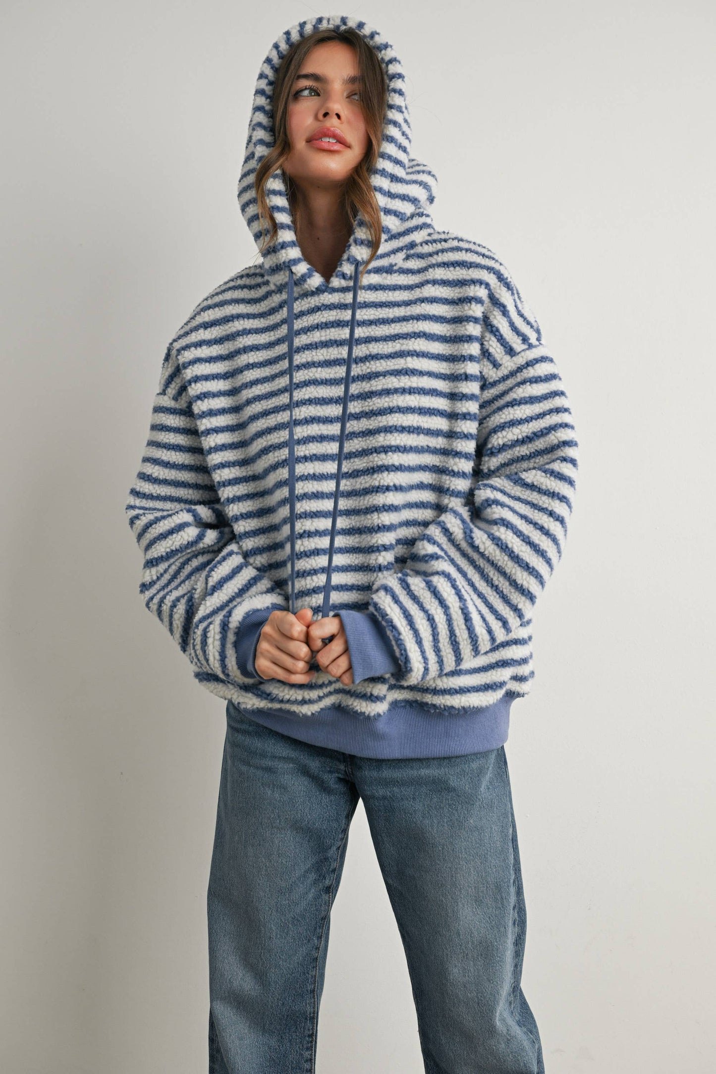 BUTTERMELON - Brushed Striped Puffy Hoodie - BMT7801