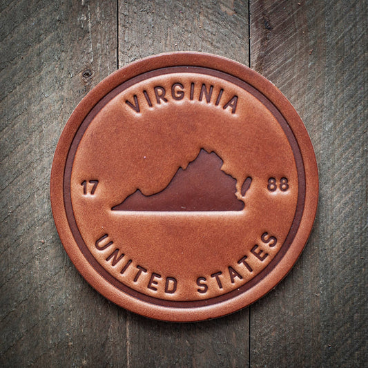 Sugarhouse Leather - Virginia State Silhouette Leather Coaster